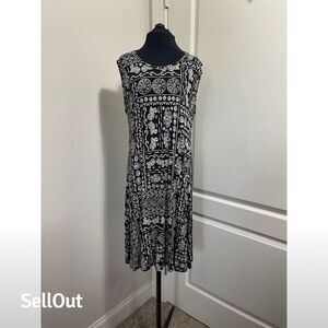 Style & Co Women's PXL Black Geometric Print Sleeveless Dress